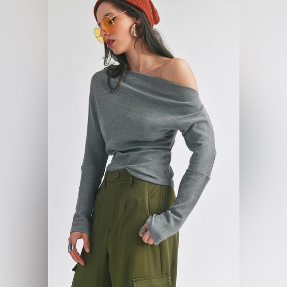 SIGNATURE8 WAFFLE KNIT OFF SHOULDER TOP ❤️NEW COLLECTION IN STORES❤️ - Picture 1 of 2